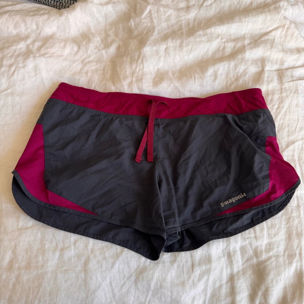 Patagonia Women's Charcoal and Magenta Athletic Running Shorts